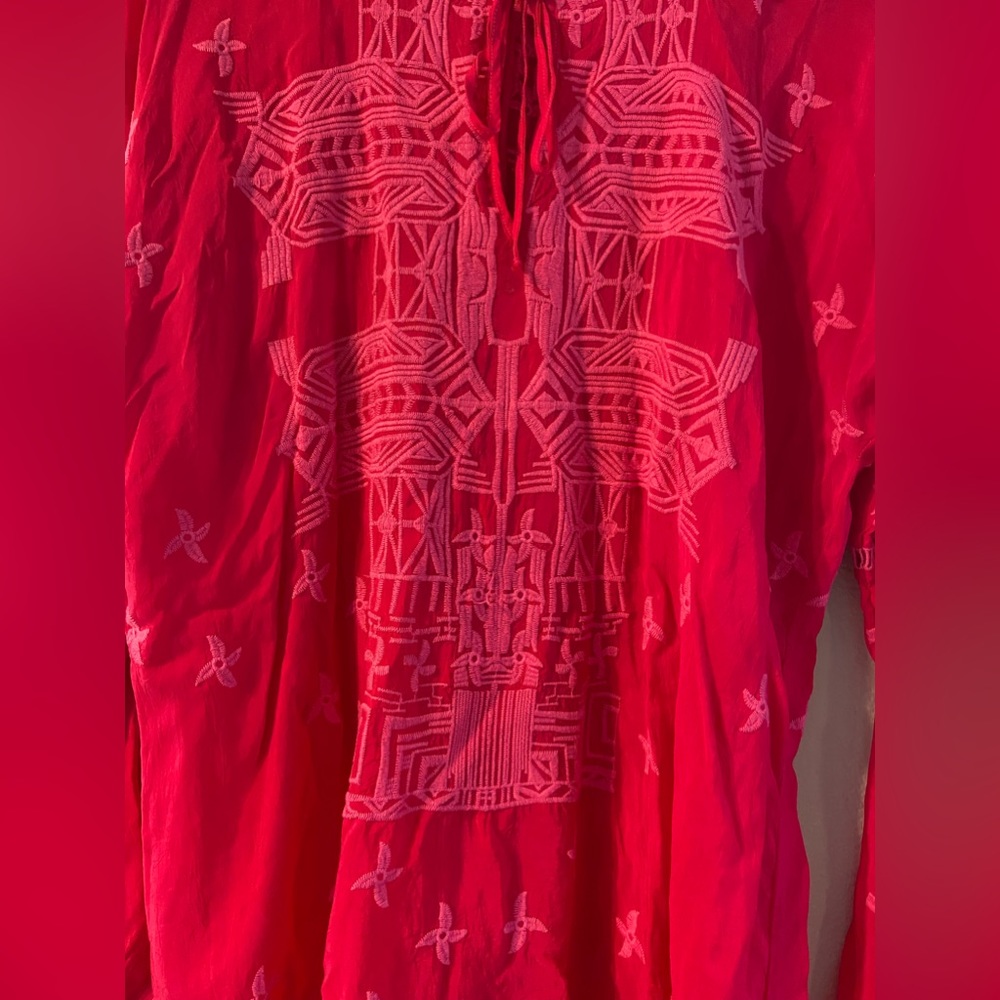 Johnny Was Embroidered Magenta Pink Tunic Shirt Size Medium - Picture 3 of 10